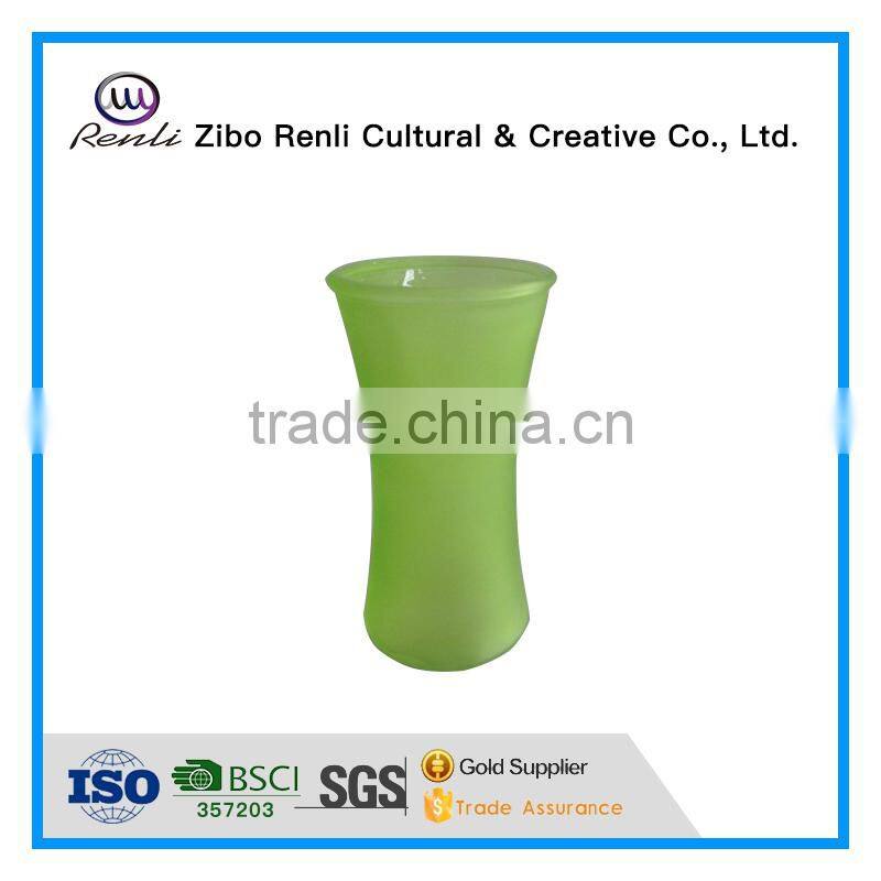Unique Shape Green Frosted Glass Vase Wedding Centerpieces