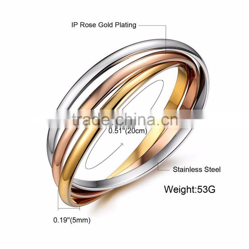 Wholesale Special Three Circle Jewelry Gift Bracelet Stainless Steel Bangle