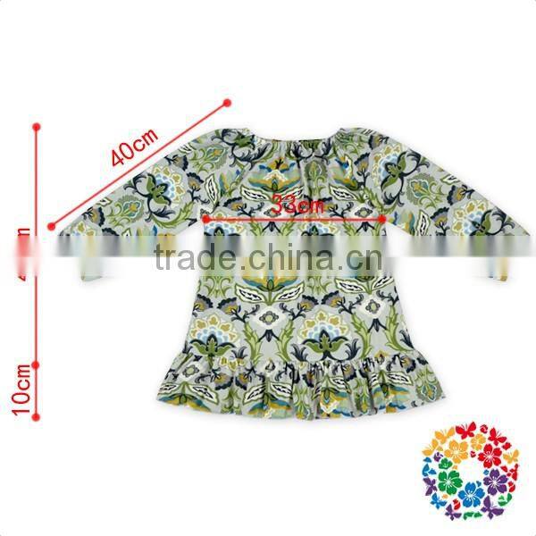 Wholesale Children Long Sleeve Ruffle Print Brushed Faric Organic Baby Clothes