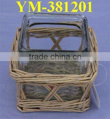 square willow candle holder with handle