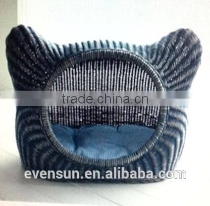 Unique Cat Ears Leisure Wicker Pet Bed