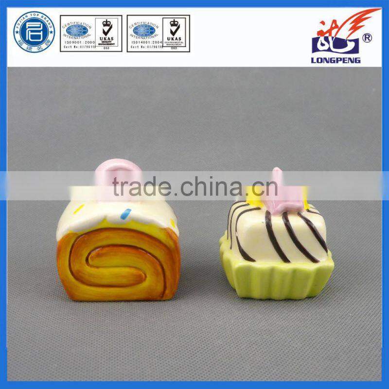 Ceramic Cake Shaped and Bread Shaped Salt & Pepper Shakers Set