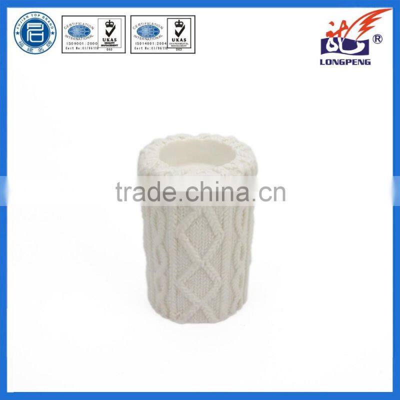 Eco-Friendly Elegant White Knitted Decorative Tealight Candle Holders