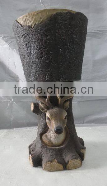 knock-down handmade fiberglass deer balcony flower pots