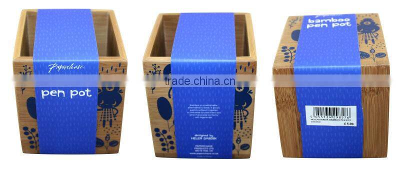 Square Bamboo Pen Pot