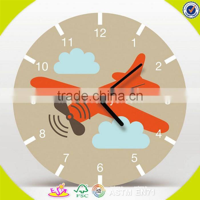 2017 wholesale pink butterfly wooden kids wall clock best design kids wall clock new wooden kids wall clock W09D019
