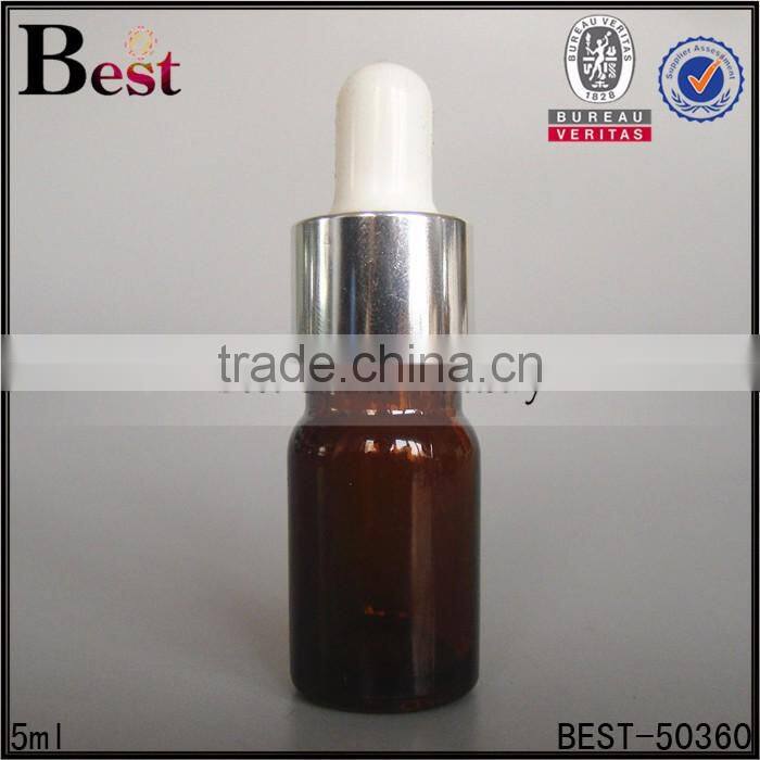 2017 hot sale essential oil glass bottle brown 5 ml 10 ml oil glass bottle with brown dropper