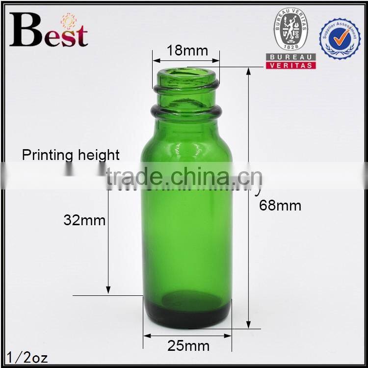 Boston bottle 15ml dropper bottle green glass dropper bottle for cosmetic essential oil