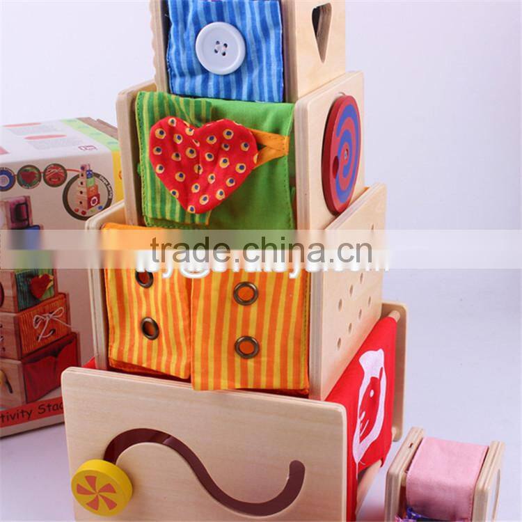 Creative intelligent nesting toys wooden baby stacking cups W13D089