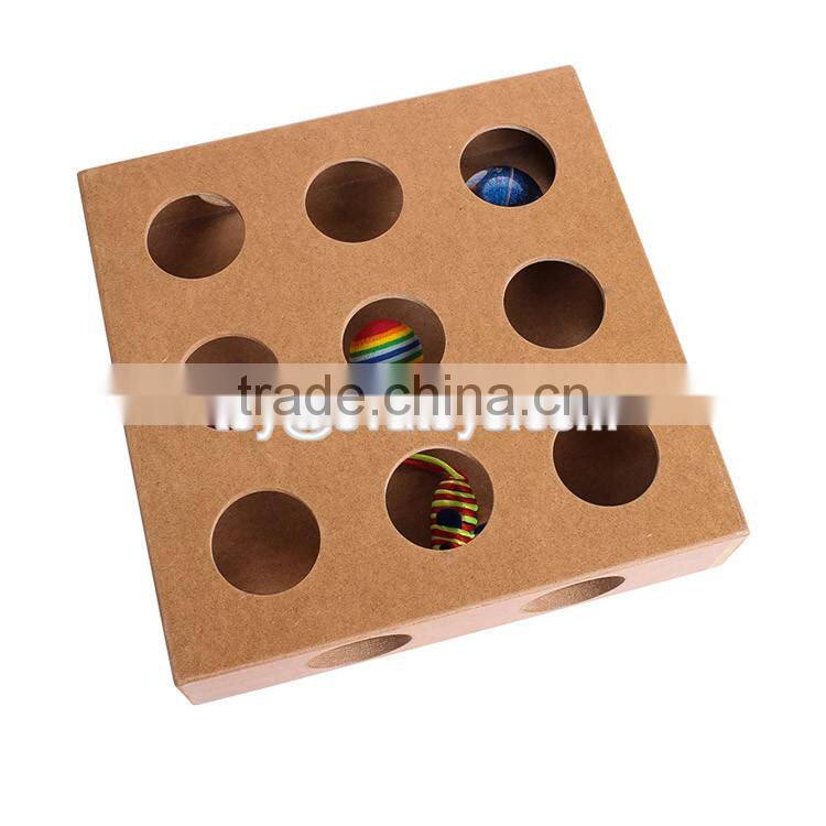 Wholesale cheap wooden cat puzzle feeder top fashion pet IQ training wooden cat puzzle feeder W06F036