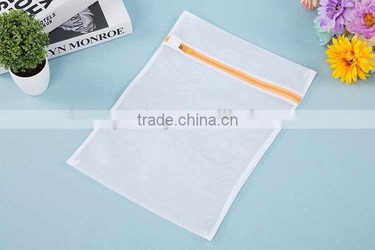 Machine Washable, Fine White Mesh Polyester Laundry Washing bag with Pink Zipper, For Home & Travel(TM-LB-027)