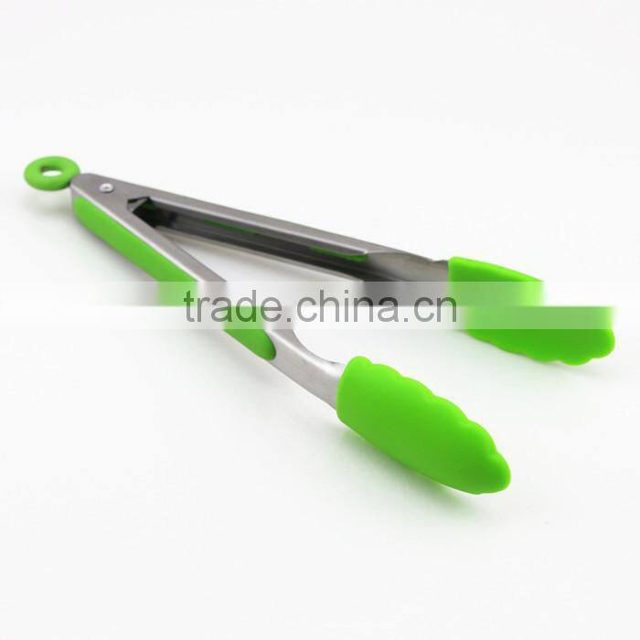 Green Mini Kitchen Standard Tongs Pasta Meat BBQ Grilling