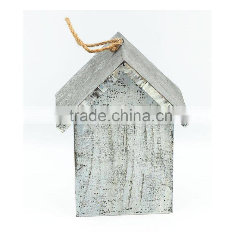 Every day crafts wood metal blue dog print cage bird house
