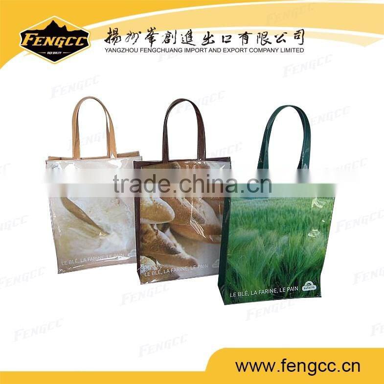 2016 hot sale full print shopping bag ,pp woven handle bag with lamination