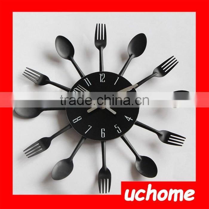 UCHOME Home Decorating Metal Kitchen Wall Clock With Fork And Spoon