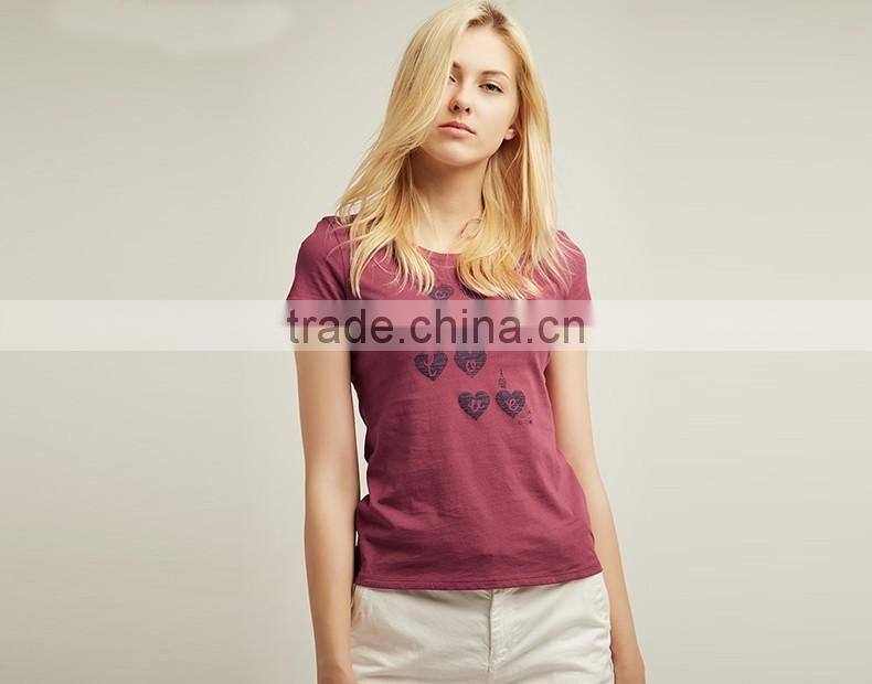 2017 new collection custom fashion t-shirt summer woman sports printing cotton t-shirt