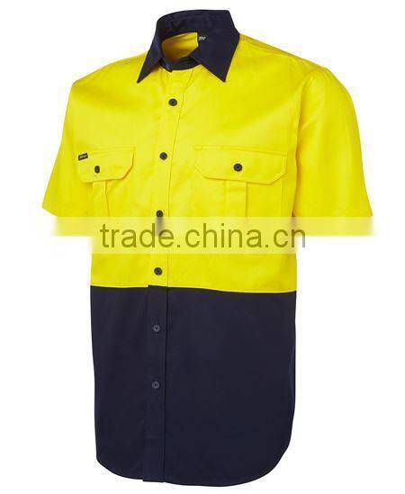 190gsm double pre-shrunk drill cotton hi vis work shirts