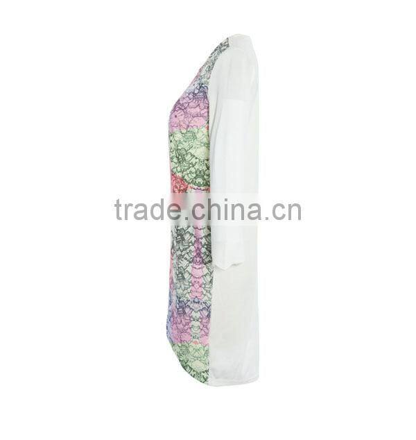 2015 High Quality European Retro Style loose fit longsleeved printed girl party wear western dress