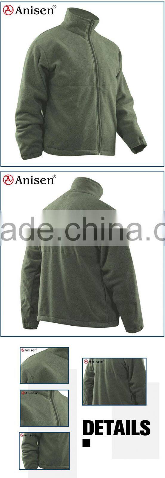 oem service custom color plain zipper-up warm windproof polar fleece men's coat