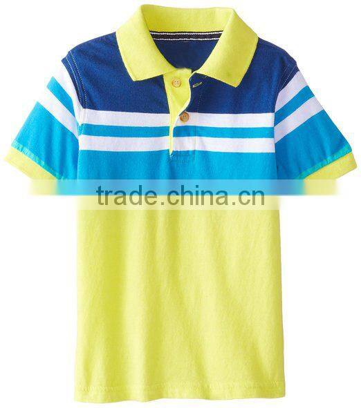2015 latest design stripe printing fancy boys child cloths with polo collar