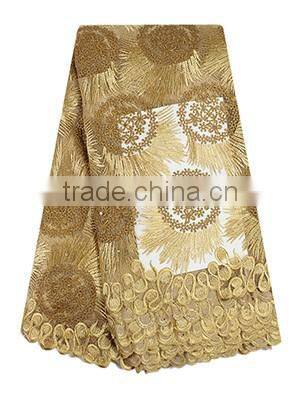 New design hot selling French Net Lace fancy beautiful embroidered dress french lace with stones FL0243