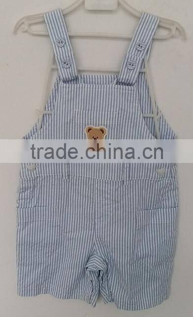 baby cute boys white and blue stripes embroidered bib pants for summer