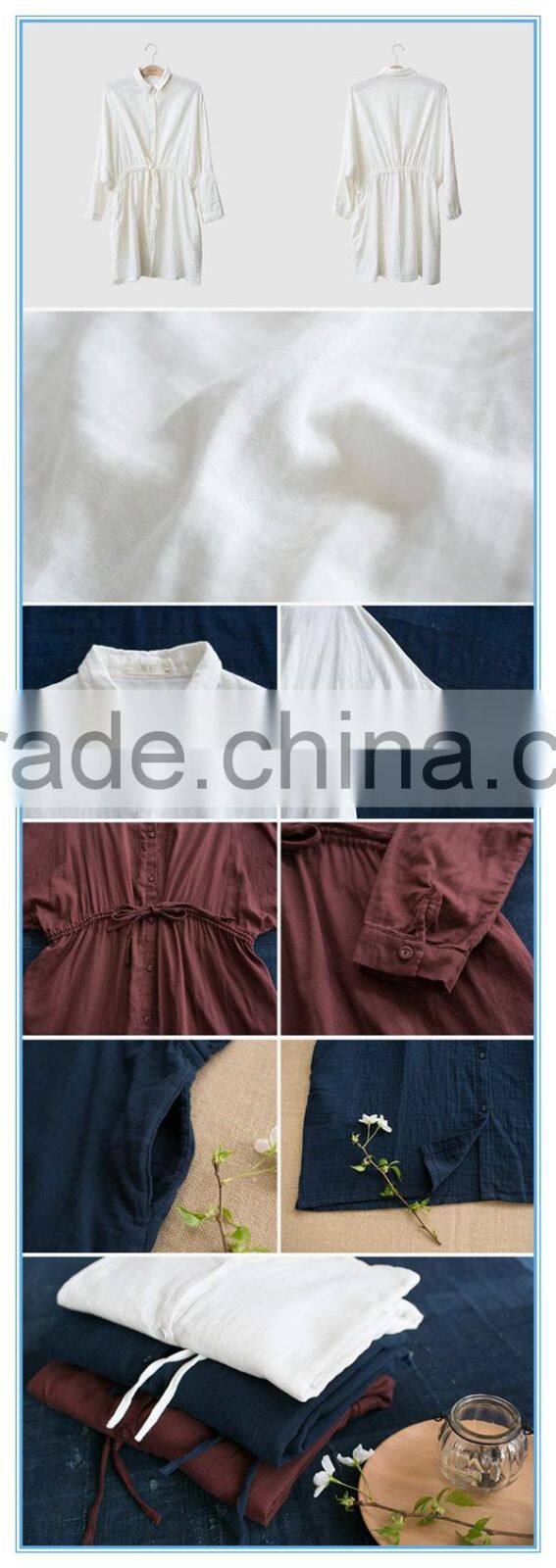 Spring And Summer Long Sleeves Double Layer Cotton Long Women Shirt