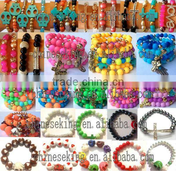 Rainbow Candy bead Bracelet, strechable chunky bead bracelets, colorful candy bead bracelet