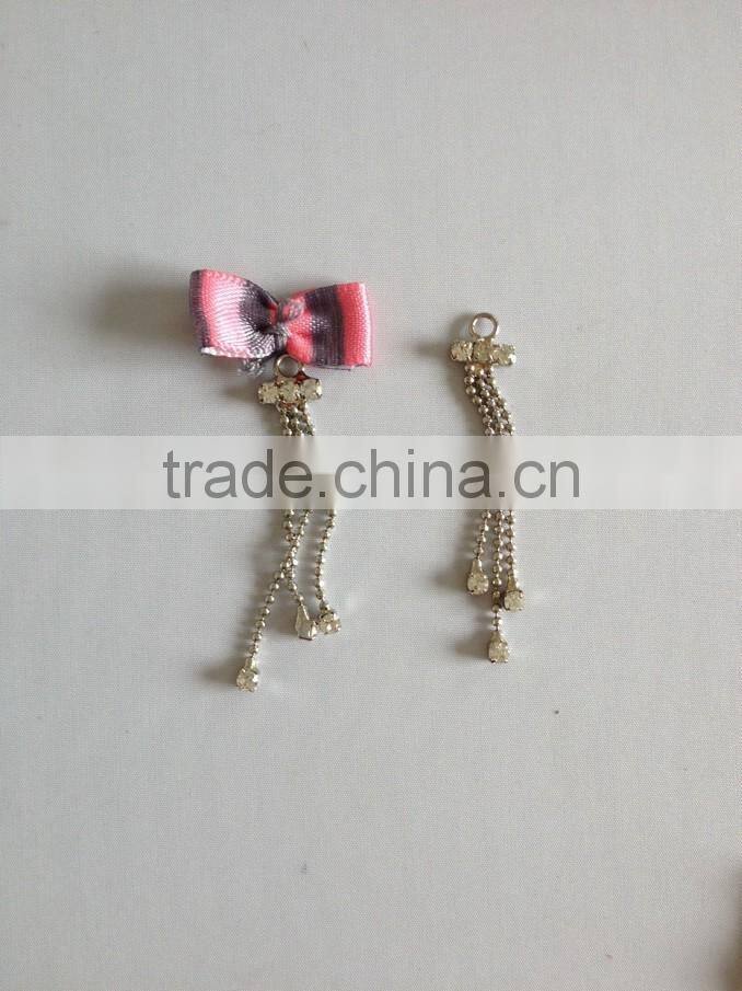 Bulk metal custom charm with long tassel,nice crystal decorative pendant