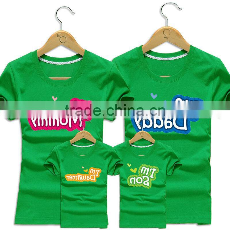 Custom made funny printed 100% cotton parent-child t shirts short sleeve family matching tee shirts