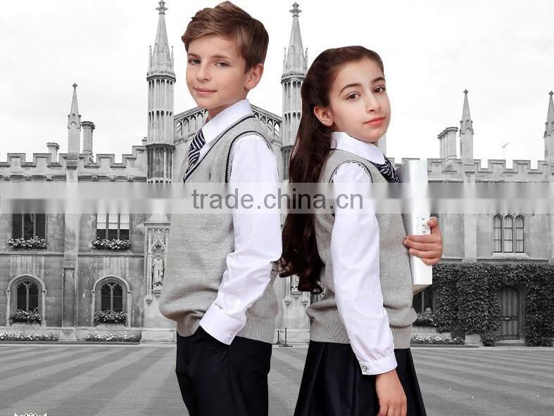 Stylish V-neck sleeveless beautiful knitted korean high school uniforms