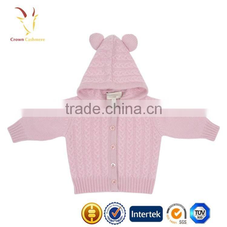 Baby Girl Pink Knitted Sweater Cardigan,Cable Knit Sweater Cardigan for Girl