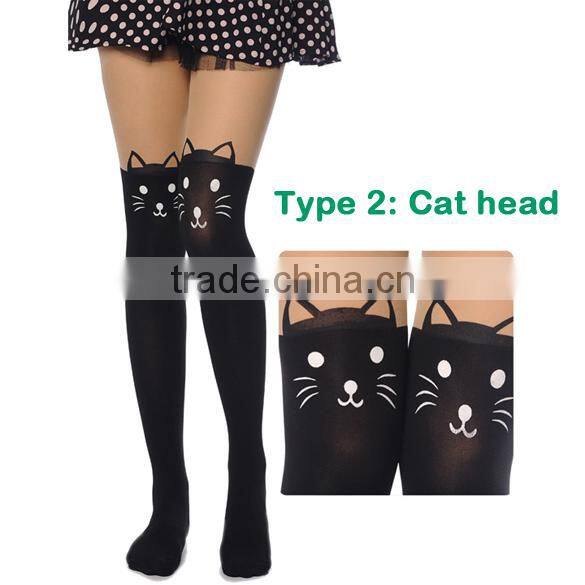 Cat Tower Tattoo Socks Sheer Pantyhose Girls Sexy Foot Stockings18842