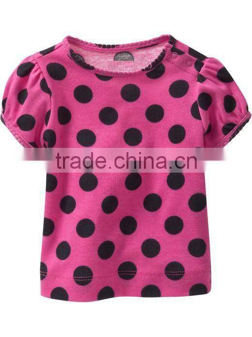 BABIES DOT PRINTED T SHIRT WITH PLACKET OPEN AT SHOULDERS
