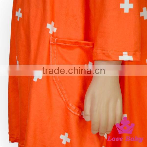 Lovebaby printed fox latest children dress designs with same fabric bow headband frock suit