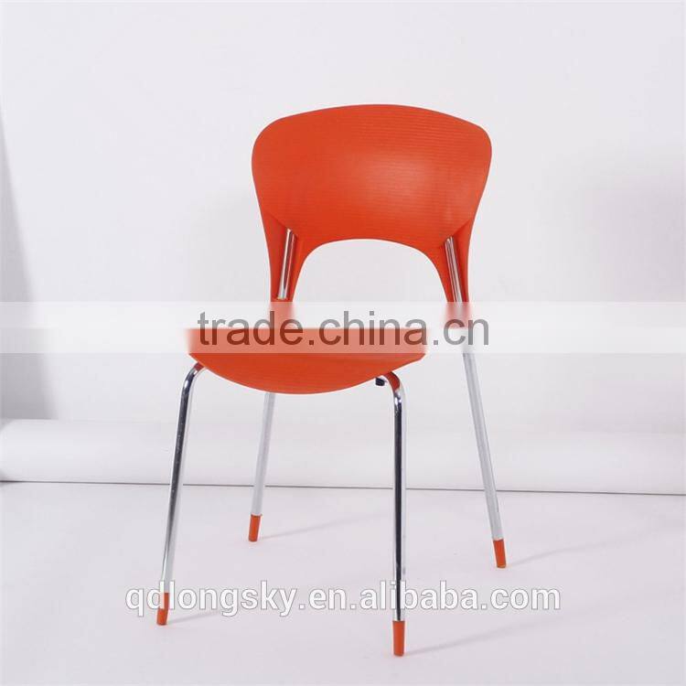 LS-4013 High Quality wholesale PP stacking Plastic Chair for sale Plastic dining Chair with metal legs