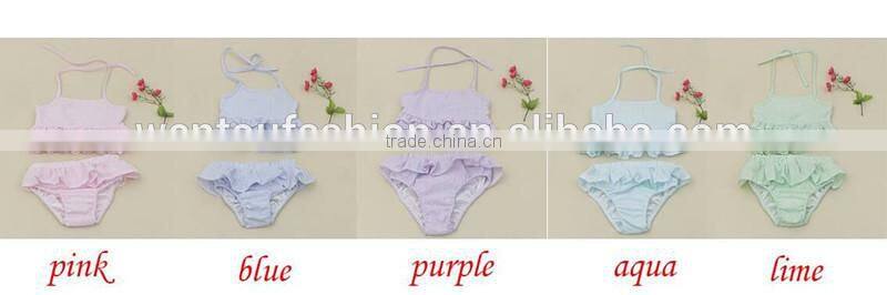 Girls One Piece Ruffle Toddler kid Seersucker Swimsuit