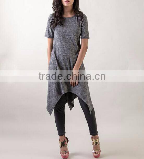 Custom super longline t shirt with asymmetric hem