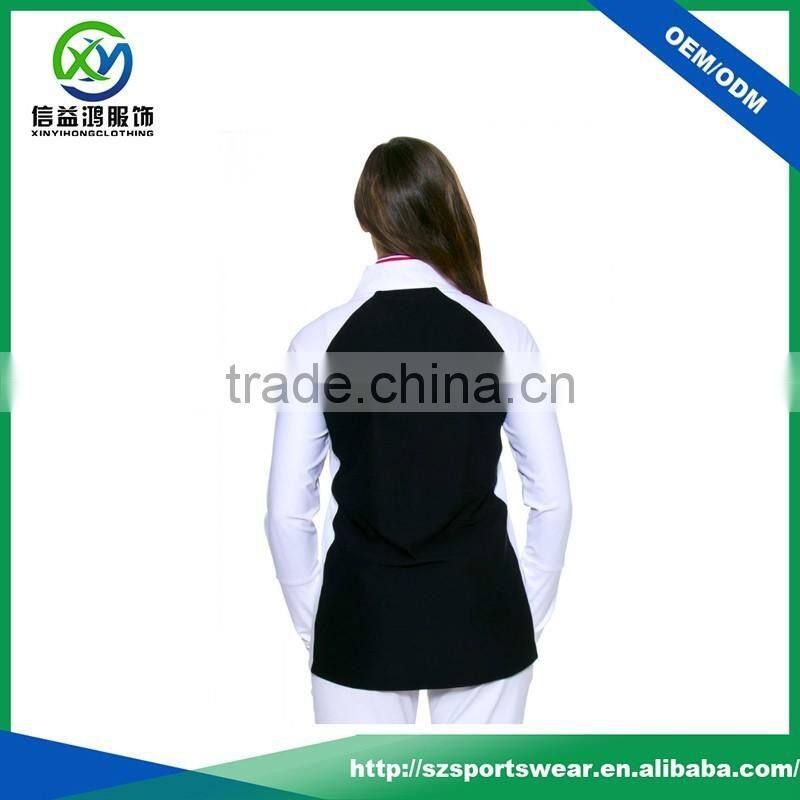 New Arrival Full Zipper Black With White Zip Pockets Women Golf Jacket