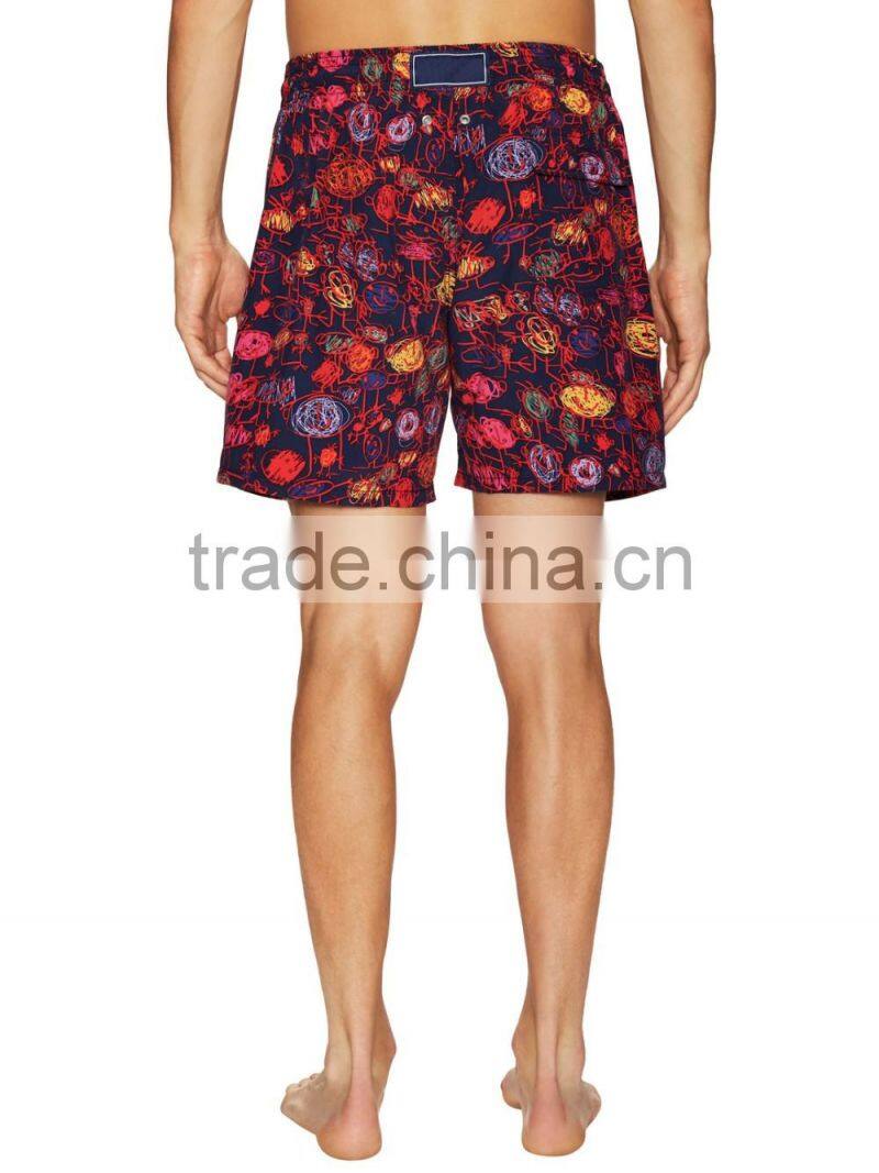 Wholesale OEM man printed swim trunks Woven swim beach custom swimwear pants