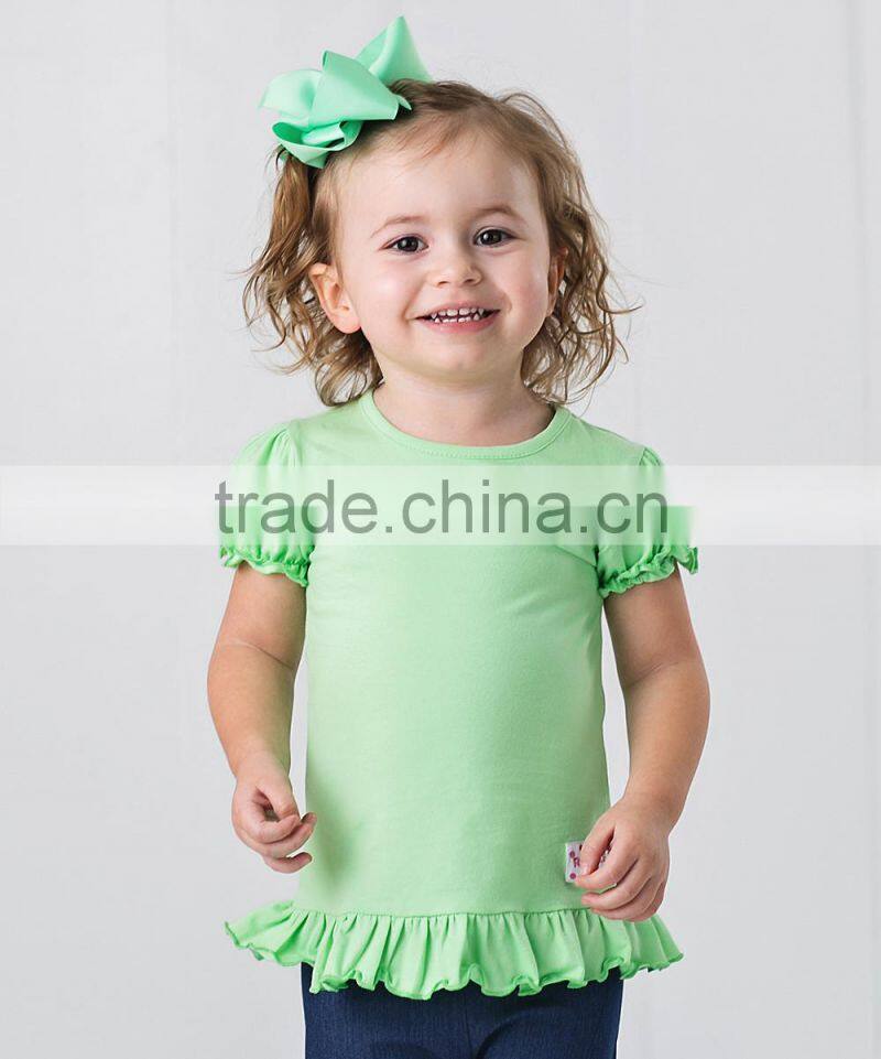 Newest Kids T-Shirts With Paradise Green Ruffle Crewneck Girl Tees Girls Clothing GT90420-60