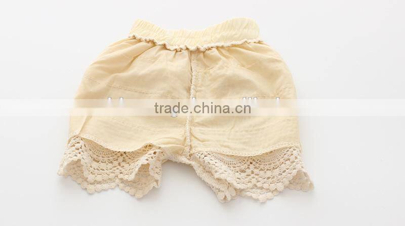 New Arrival Layered Knitted Beige Color Girls Ruffle Shorts