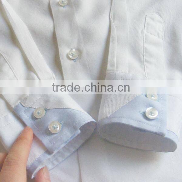 Custom White oxford 80s 2 ply shirt fused collar dress shirt boys shirts
