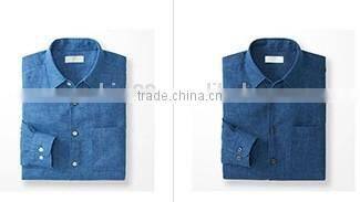 latest fashion formal left chest pocket men hemp linen shirt