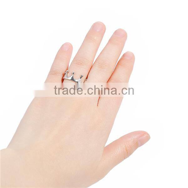 Copper Unadjustable Rings Silver Tone Crown