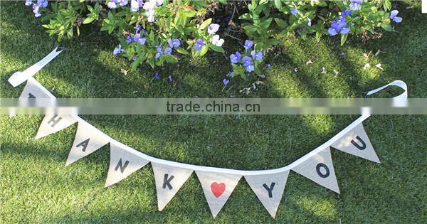 shabby vintage rustic style THANK YOU banner, cute hessian wedding bunting banner
