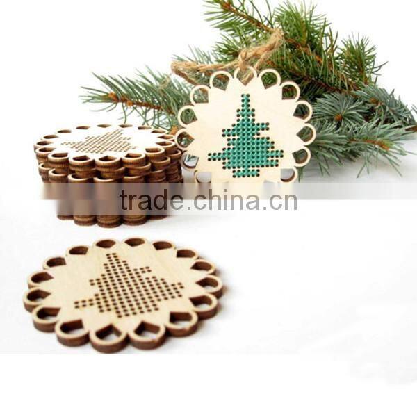 Unfinished Wooden Supply Cross Stitch Blank Christmas Decor Craft