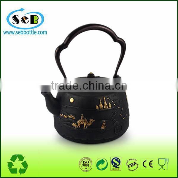 High quality Cast Iron teapot with embossed decor for wholesale