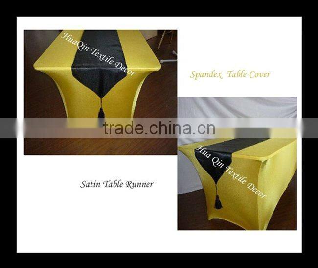 white and black satin table skirting for banquet and weddings