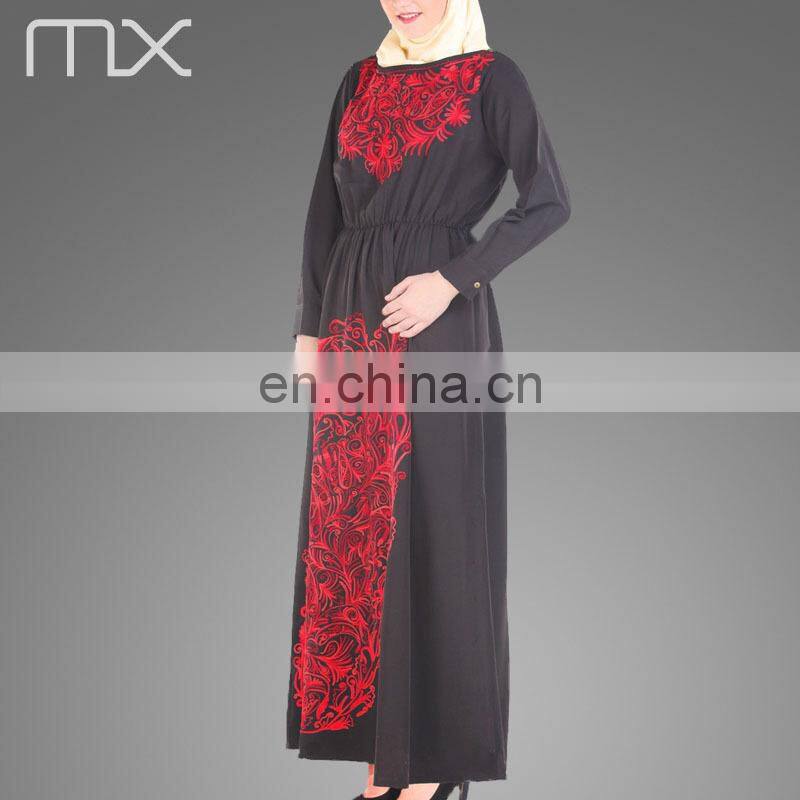 Body Fit Long Gown Fancy Hooded Sheer Embroidery Caftan Dress For Ladies